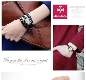 Planet Gates Women's Watch Japan Quartz Hours Fine Fashion Dress Bracelet Leather Lovely Mini Candy Square Cute Girl Gift Julius