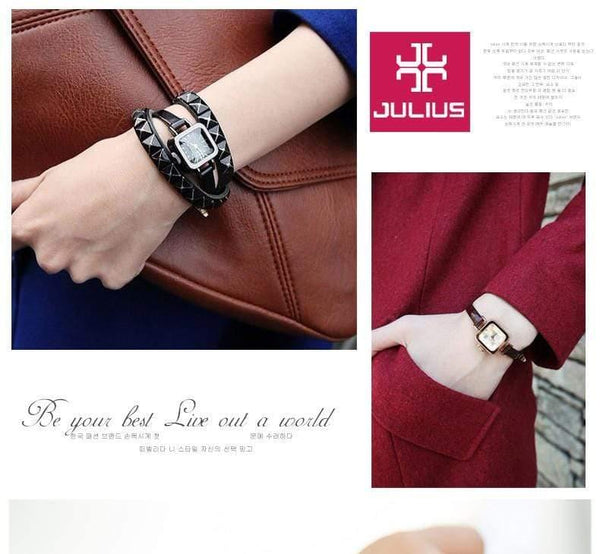 Planet Gates Women's Watch Japan Quartz Hours Fine Fashion Dress Bracelet Leather Lovely Mini Candy Square Cute Girl Gift Julius