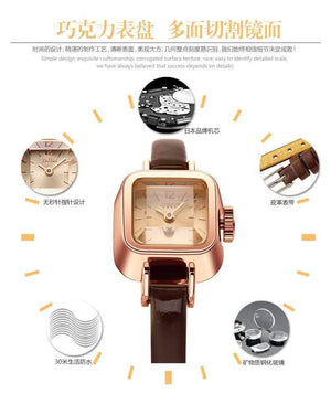 Planet Gates Women's Watch Japan Quartz Hours Fine Fashion Dress Bracelet Leather Lovely Mini Candy Square Cute Girl Gift Julius