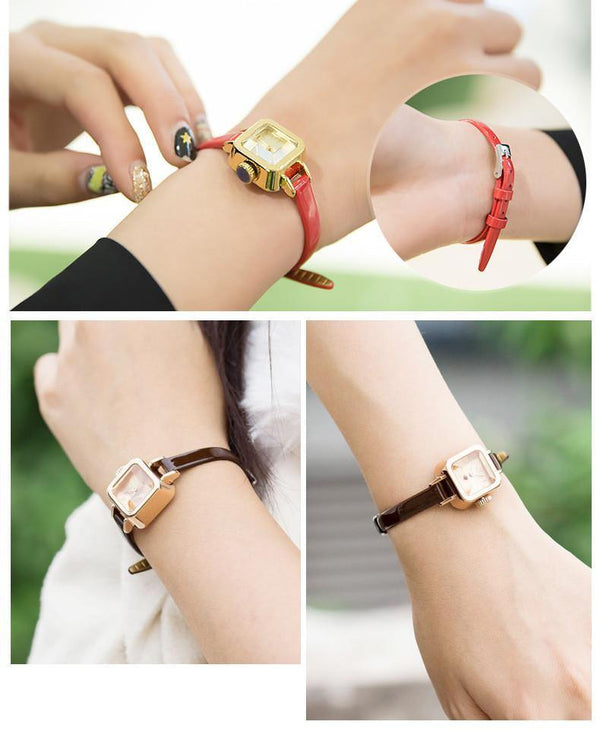 Planet Gates Women's Watch Japan Quartz Hours Fine Fashion Dress Bracelet Leather Lovely Mini Candy Square Cute Girl Gift Julius