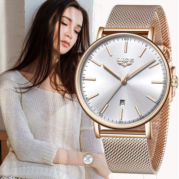 Planet Gates Women's Watch  Top Brand Luxury Women Fashion Casual All Steel Ultra-Thin Mesh Belt Quartz Clock Relogio Feminino+Box