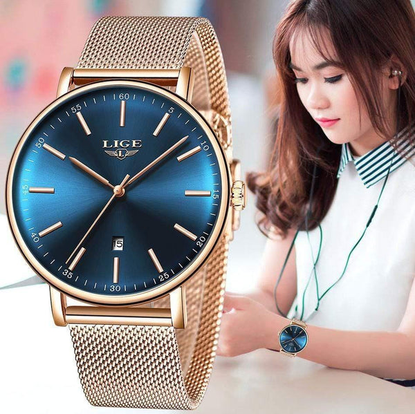 Planet Gates Women's Watch  Top Brand Luxury Women Fashion Casual All Steel Ultra-Thin Mesh Belt Quartz Clock Relogio Feminino+Box