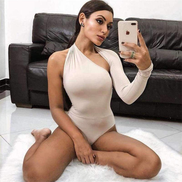 Planet Gates Women Sexy Bodysuits 2018 Autumn Winter Fashion Female Playsuits Backless Off Shoulder Asymmetry Club Jumpsuits For Women