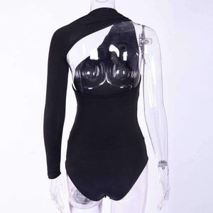 Planet Gates Women Sexy Bodysuits 2018 Autumn Winter Fashion Female Playsuits Backless Off Shoulder Asymmetry Club Jumpsuits For Women