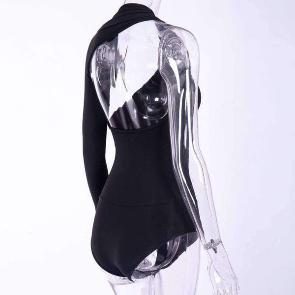 Planet Gates Women Sexy Bodysuits 2018 Autumn Winter Fashion Female Playsuits Backless Off Shoulder Asymmetry Club Jumpsuits For Women