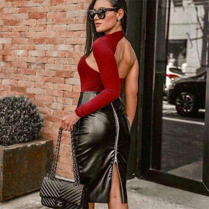 Planet Gates Women Sexy Bodysuits 2018 Autumn Winter Fashion Female Playsuits Backless Off Shoulder Asymmetry Club Jumpsuits For Women