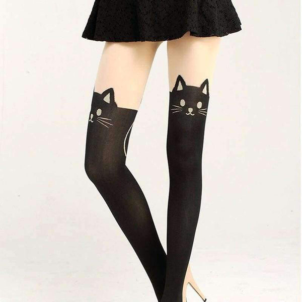 Planet Gates Women Sexy Cat Tail Velvet Knee High Socks Hosiery Tattoo Stockings popsocket stockings