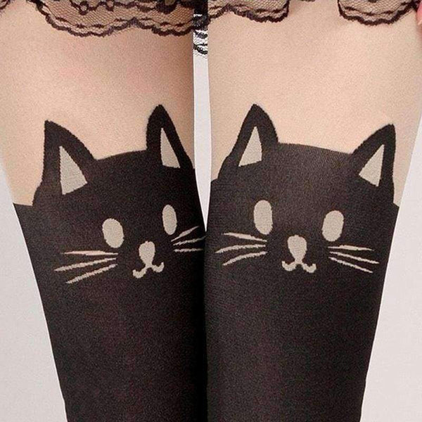 Planet Gates Women Sexy Cat Tail Velvet Knee High Socks Hosiery Tattoo Stockings popsocket stockings