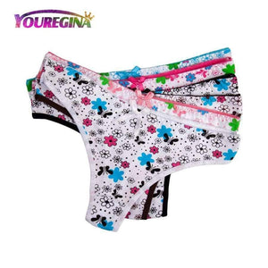 Planet Gates Women Sexy G-strings Thongs Underwear Cotton Panties Cute Flower Floral Print Ladies Lingerie for Women 6 pcs/lot