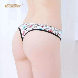 Planet Gates Women Sexy G-strings Thongs Underwear Cotton Panties Cute Flower Floral Print Ladies Lingerie for Women 6 pcs/lot