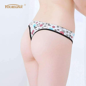 Planet Gates Women Sexy G-strings Thongs Underwear Cotton Panties Cute Flower Floral Print Ladies Lingerie for Women 6 pcs/lot