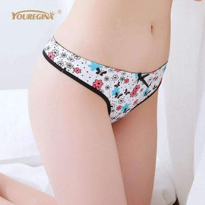 Planet Gates Women Sexy G-strings Thongs Underwear Cotton Panties Cute Flower Floral Print Ladies Lingerie for Women 6 pcs/lot