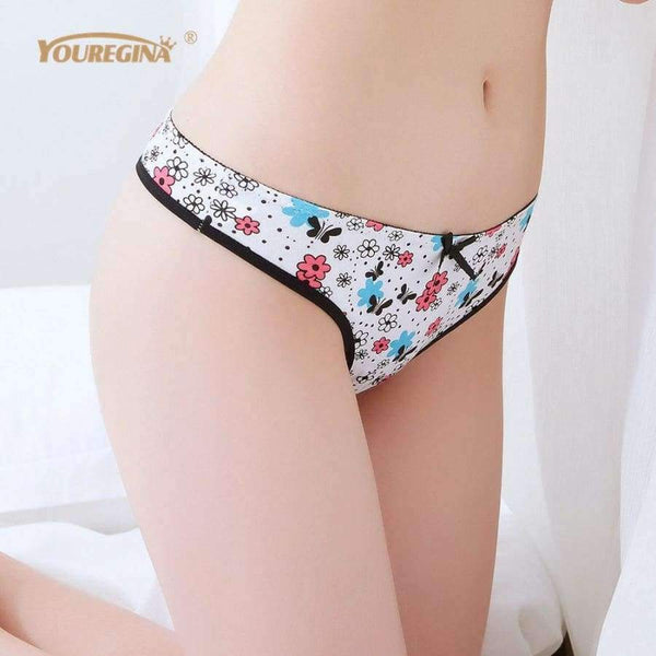 Planet Gates Women Sexy G-strings Thongs Underwear Cotton Panties Cute Flower Floral Print Ladies Lingerie for Women 6 pcs/lot