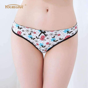 Planet Gates Women Sexy G-strings Thongs Underwear Cotton Panties Cute Flower Floral Print Ladies Lingerie for Women 6 pcs/lot