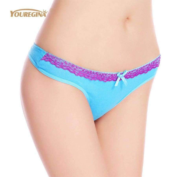 Planet Gates Women Sexy Lace Thongs G-strings Cotton Underwear Panties Ladies Knickers Lingerie for Women 6 pcs/lot