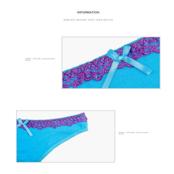 Planet Gates Women Sexy Lace Thongs G-strings Cotton Underwear Panties Ladies Knickers Lingerie for Women 6 pcs/lot