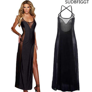 Planet Gates Women sexy long slip dress ladies sex back-through intimate lace full slips Plus 6XL