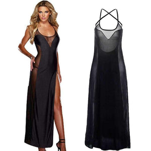 Planet Gates Women sexy long slip dress ladies sex back-through intimate lace full slips Plus 6XL