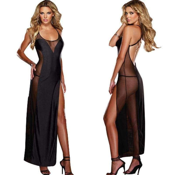 Planet Gates Women sexy long slip dress ladies sex back-through intimate lace full slips Plus 6XL