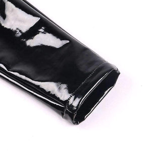 Planet Gates Women Sexy Shiny PU leather Leggings with Back Zipper Push Up Faux Leather Pants Latex Rubber Pants Jeggings Black Red