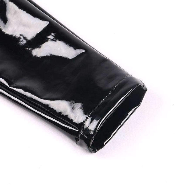 Planet Gates Women Sexy Shiny PU leather Leggings with Back Zipper Push Up Faux Leather Pants Latex Rubber Pants Jeggings Black Red