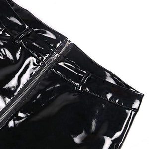 Planet Gates Women Sexy Shiny PU leather Leggings with Back Zipper Push Up Faux Leather Pants Latex Rubber Pants Jeggings Black Red