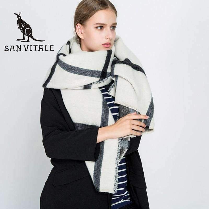 Planet Gates Women Shawls Stoles Winter Warm Scarf Luxury Brand Soft Fashion Thicken Plaid Wraps Wool Cashmere Scarves for Women