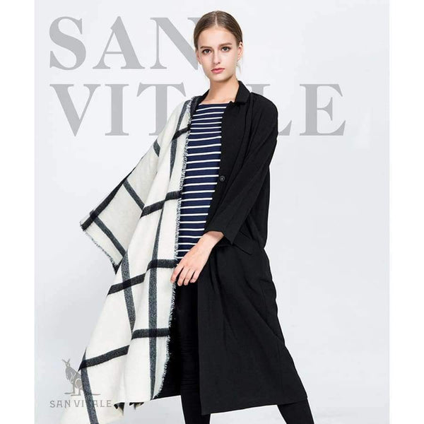 Planet Gates Women Shawls Stoles Winter Warm Scarf Luxury Brand Soft Fashion Thicken Plaid Wraps Wool Cashmere Scarves for Women