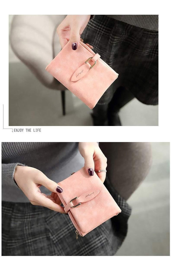 Planet Gates Women Short Purses Vintage PU Leather Lady Snap Fastener Short Clutch Wallet Small Matte Women Wallet Female Purse