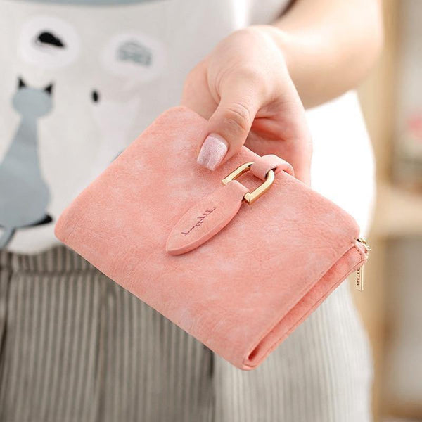 Planet Gates Women Short Purses Vintage PU Leather Lady Snap Fastener Short Clutch Wallet Small Matte Women Wallet Female Purse