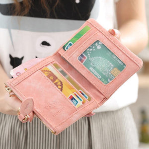 Planet Gates Women Short Purses Vintage PU Leather Lady Snap Fastener Short Clutch Wallet Small Matte Women Wallet Female Purse