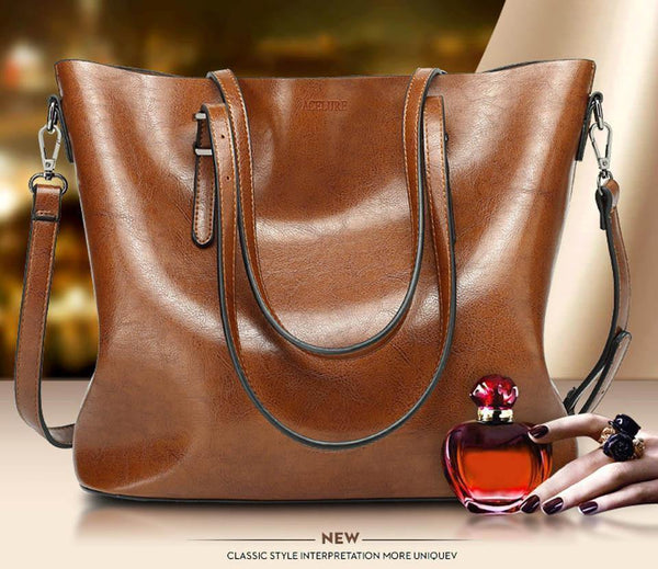 Planet Gates Women Shoulder Bag Fashion Women Handbags Oil Wax Leather Large Capacity Tote Bag Casual Pu Leather women Messenger bag