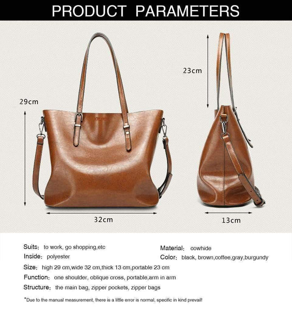 Planet Gates Women Shoulder Bag Fashion Women Handbags Oil Wax Leather Large Capacity Tote Bag Casual Pu Leather women Messenger bag