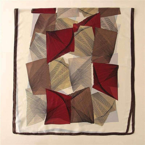 Planet Gates Women Silk Scarf Geometric Large Shawl Soft Blanket Wrap Fashion Luxury Print Foulard