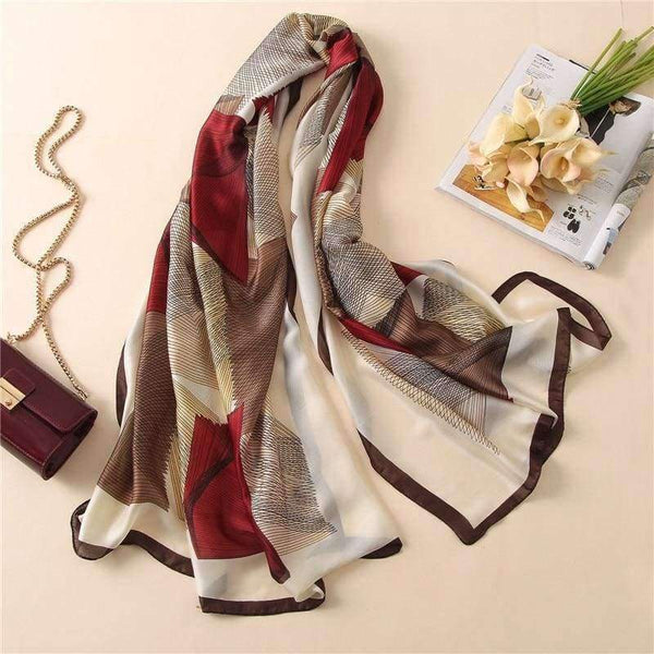 Planet Gates Women Silk Scarf Geometric Large Shawl Soft Blanket Wrap Fashion Luxury Print Foulard