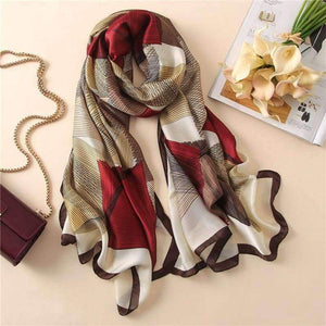 Planet Gates Women Silk Scarf Geometric Large Shawl Soft Blanket Wrap Fashion Luxury Print Foulard