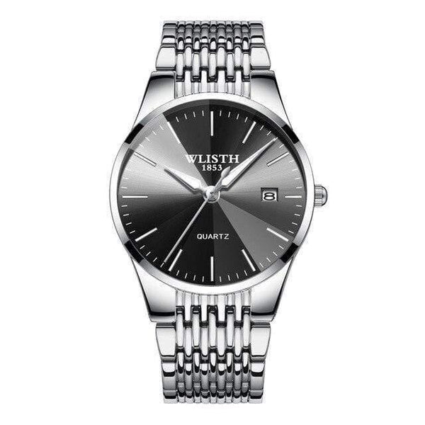 Planet Gates Women Silver Black Watch Simple Business Women's Watches Waterproof Men Watch Black Ultra-Thin Lover Clock sevgili saati montre