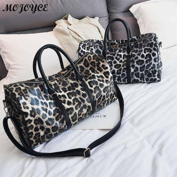 Planet Gates Women Sling Shoulder Handbag Large Capacity Leopard Crossbody Travel Bags PU Leather Weekend Duffel Messenger Bag Bolsas