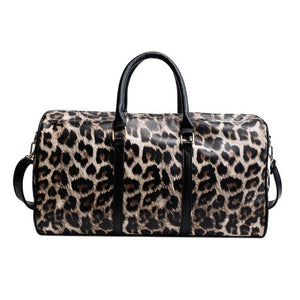 Planet Gates Women Sling Shoulder Handbag Large Capacity Leopard Crossbody Travel Bags PU Leather Weekend Duffel Messenger Bag Bolsas