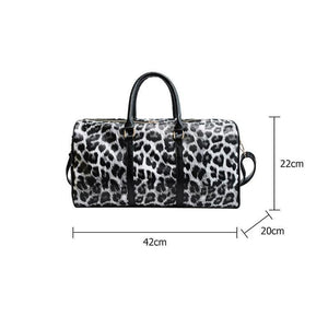 Planet Gates Women Sling Shoulder Handbag Large Capacity Leopard Crossbody Travel Bags PU Leather Weekend Duffel Messenger Bag Bolsas