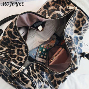 Planet Gates Women Sling Shoulder Handbag Large Capacity Leopard Crossbody Travel Bags PU Leather Weekend Duffel Messenger Bag Bolsas