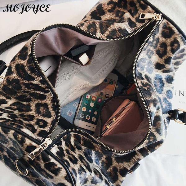 Planet Gates Women Sling Shoulder Handbag Large Capacity Leopard Crossbody Travel Bags PU Leather Weekend Duffel Messenger Bag Bolsas