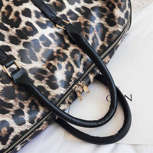 Planet Gates Women Sling Shoulder Handbag Large Capacity Leopard Crossbody Travel Bags PU Leather Weekend Duffel Messenger Bag Bolsas