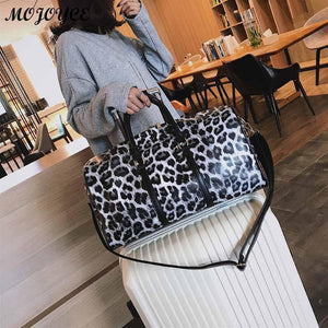Planet Gates Women Sling Shoulder Handbag Large Capacity Leopard Crossbody Travel Bags PU Leather Weekend Duffel Messenger Bag Bolsas