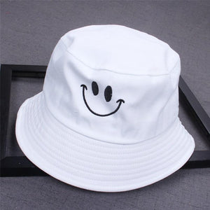 Planet Gates Women Smile Bucket Hat Double Sided Bucket Hat Smiling Face Unisex Fashion Bob Cap Hip Hop Gorro Men Summer Cap