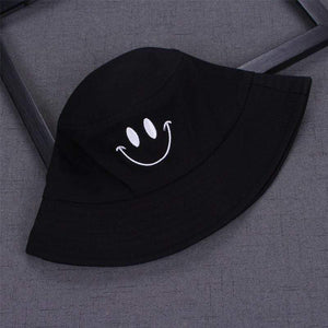 Planet Gates Women Smile Bucket Hat Double Sided Bucket Hat Smiling Face Unisex Fashion Bob Cap Hip Hop Gorro Men Summer Cap