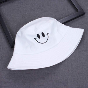 Planet Gates Women Smile Bucket Hat Double Sided Bucket Hat Smiling Face Unisex Fashion Bob Cap Hip Hop Gorro Men Summer Cap