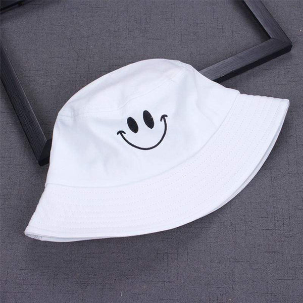 Planet Gates Women Smile Bucket Hat Double Sided Bucket Hat Smiling Face Unisex Fashion Bob Cap Hip Hop Gorro Men Summer Cap