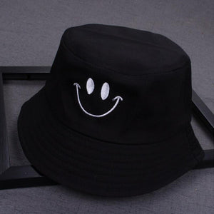 Planet Gates Women Smile Bucket Hat Double Sided Bucket Hat Smiling Face Unisex Fashion Bob Cap Hip Hop Gorro Men Summer Cap