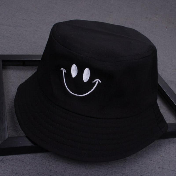 Planet Gates Women Smile Bucket Hat Double Sided Bucket Hat Smiling Face Unisex Fashion Bob Cap Hip Hop Gorro Men Summer Cap